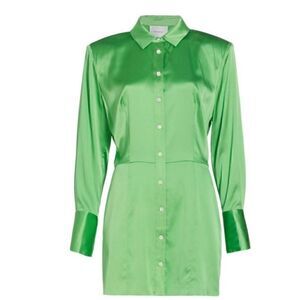 NWT Frame Strong Shoulder Silk Blend Mini Dress